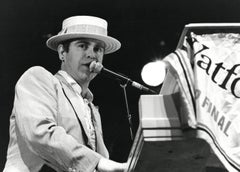 Elton John Performing in Straw Hat Vintage Original Photograph