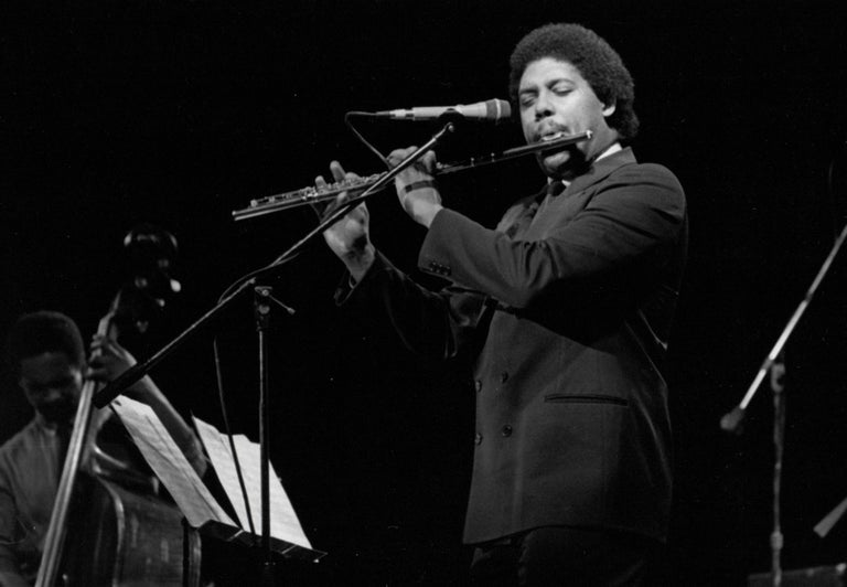 Enid Farber James Newton Playing Flute on Stage Vintage Original