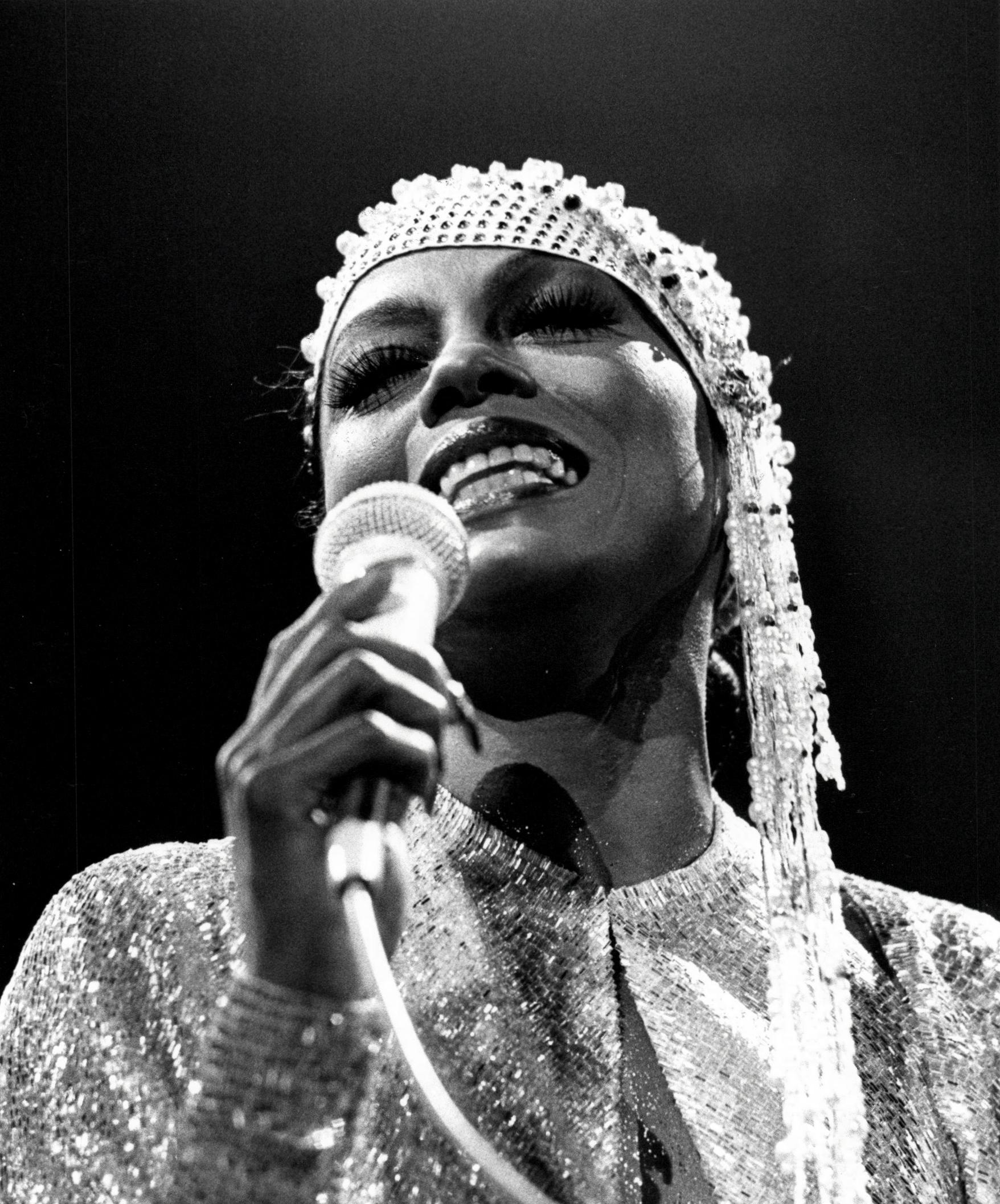Darryl Pitt Portrait Photograph - Diana Ross Closeup Singing into Microphone Vintage Original Photograph