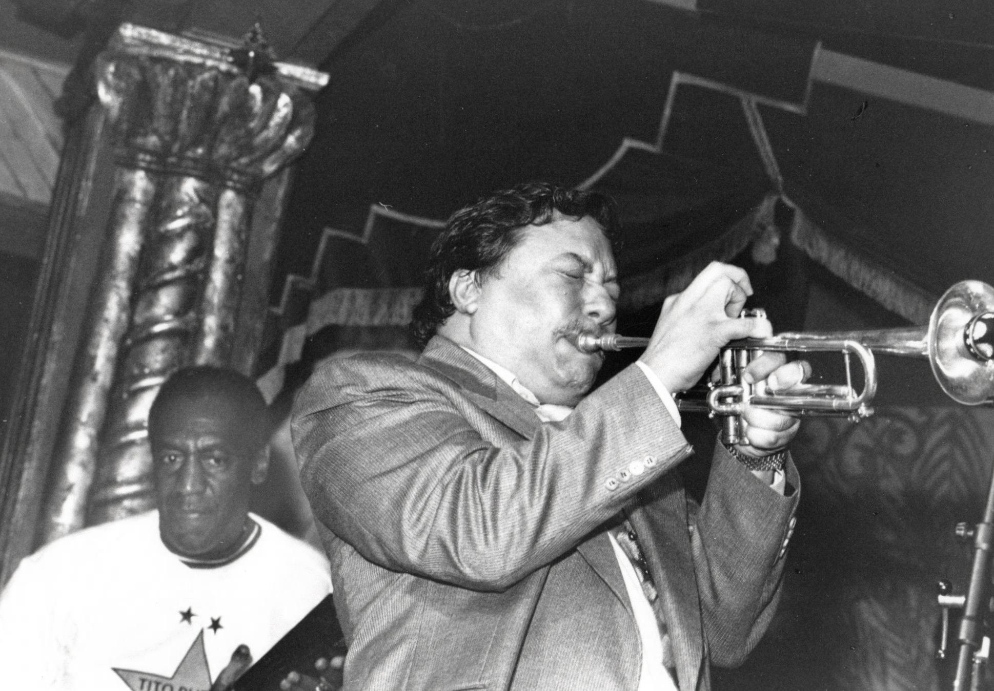 Enid Farber Portrait Photograph - Arturo Sandoval Playing Trumpet on Stage Vintage Original Photograph