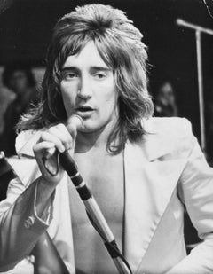 Rod Stewart Singing in Microphone Vintage Original Photograph