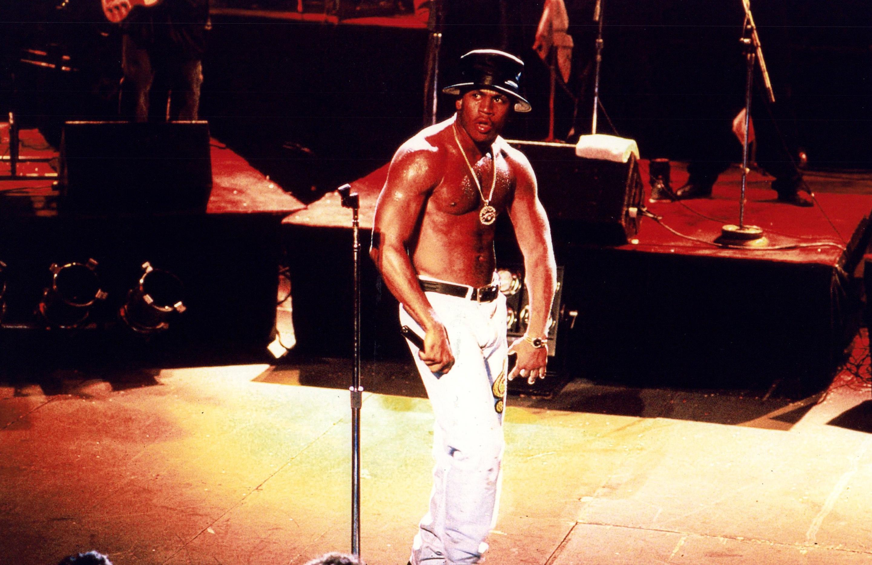 Frank Forcino Portrait Photograph - LL Cool J Shirtless on Stage Vintage Original Photograph