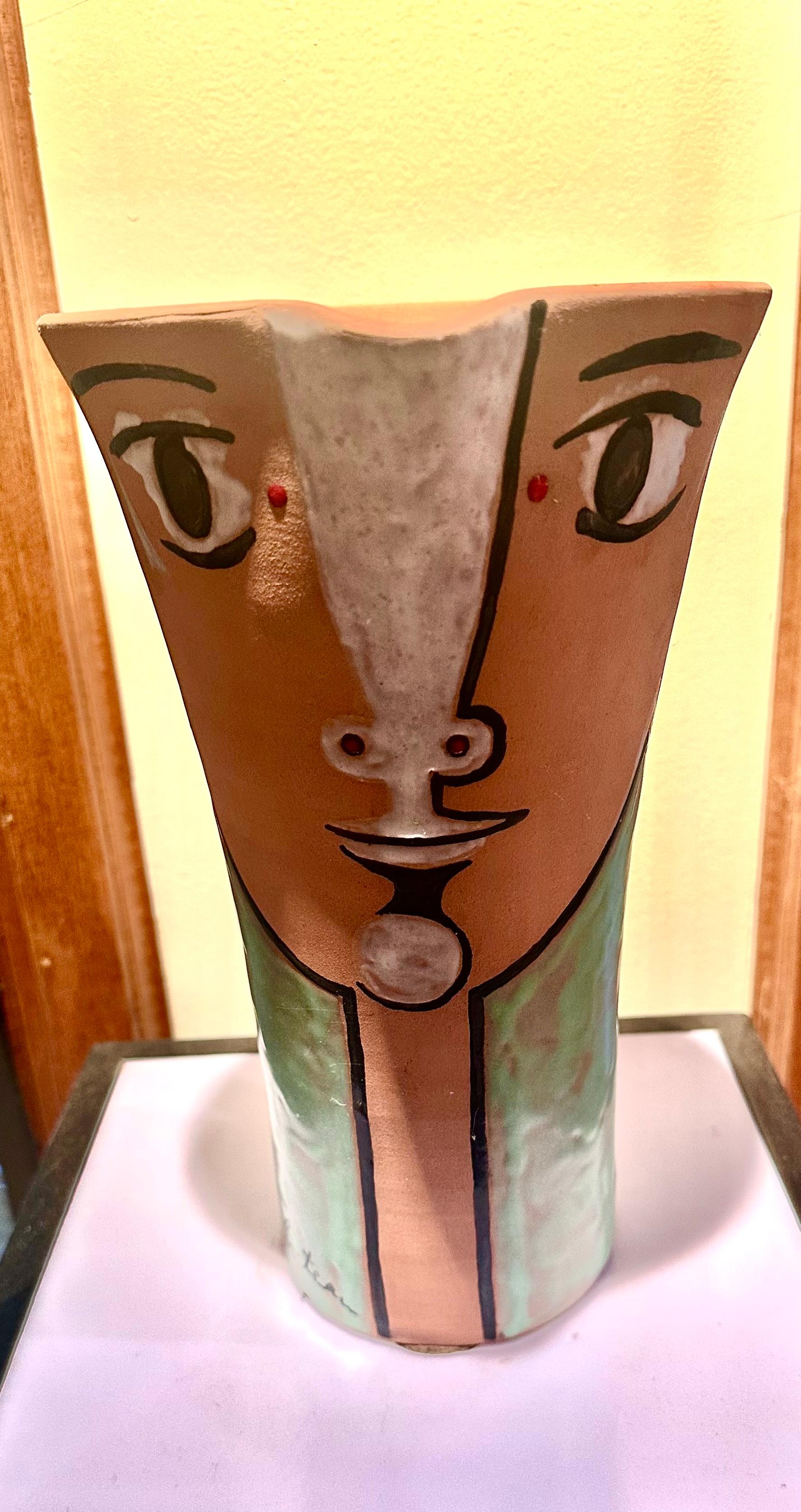 Jean Cocteau
"Visage"
30/30 from an edition of 30
Ceramic jug, conceived in 1958
Hand signed and inscribed on the base, " Edition originale de Jean Cocteau, Atelier Madeline-Jolly 30/30"
10.5 inches high
Reference: A.Guedras, P. 138, No.285