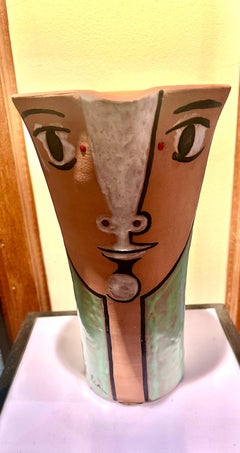 Jean Cocteau, "Visage, " ceramic jug, hand signed