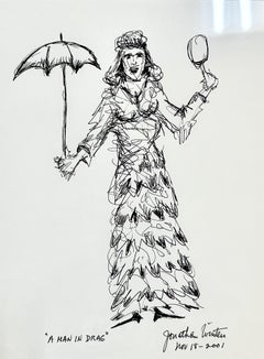 Jonathan Winters, Man in Drag, dessin unique au crayon