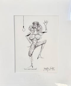Jonathan Winters, « Old Cross Dresser », dessin unique au crayon