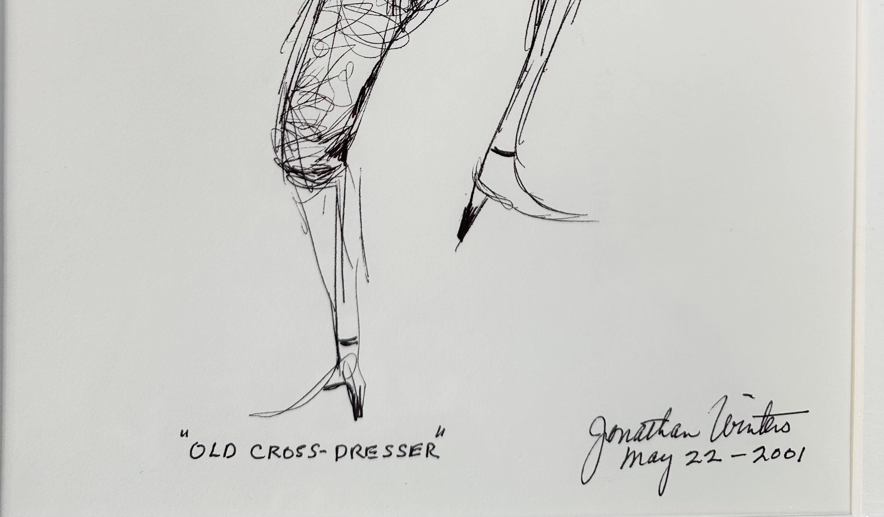 Jonathan Winters, « Old Cross Dresser », dessin unique au crayon en vente 2