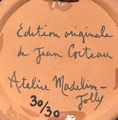 Jean Cocteau, "Visage", brocca in ceramica, firmata a mano