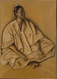 Francisco Zuniga, sitzende Frau, einzigartige Pastellzeichnung