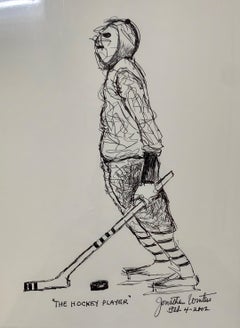 Jonathan Winters, The Hockey Player, unique drawing