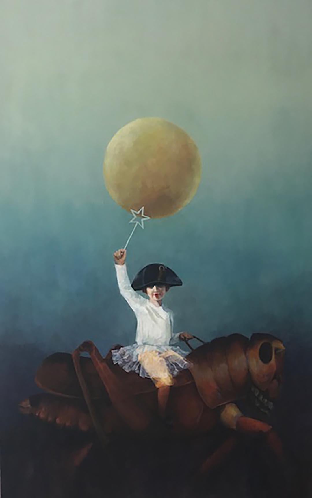Susan Hanssen Figurative Painting - Acrylic on Canvas Titled “The Joy Ride”
