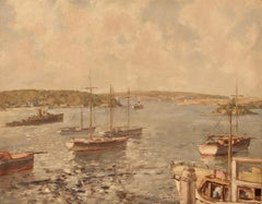 Sydney Harbour - Before the Opera House Early 20th Century Oil by Alan Grieve
