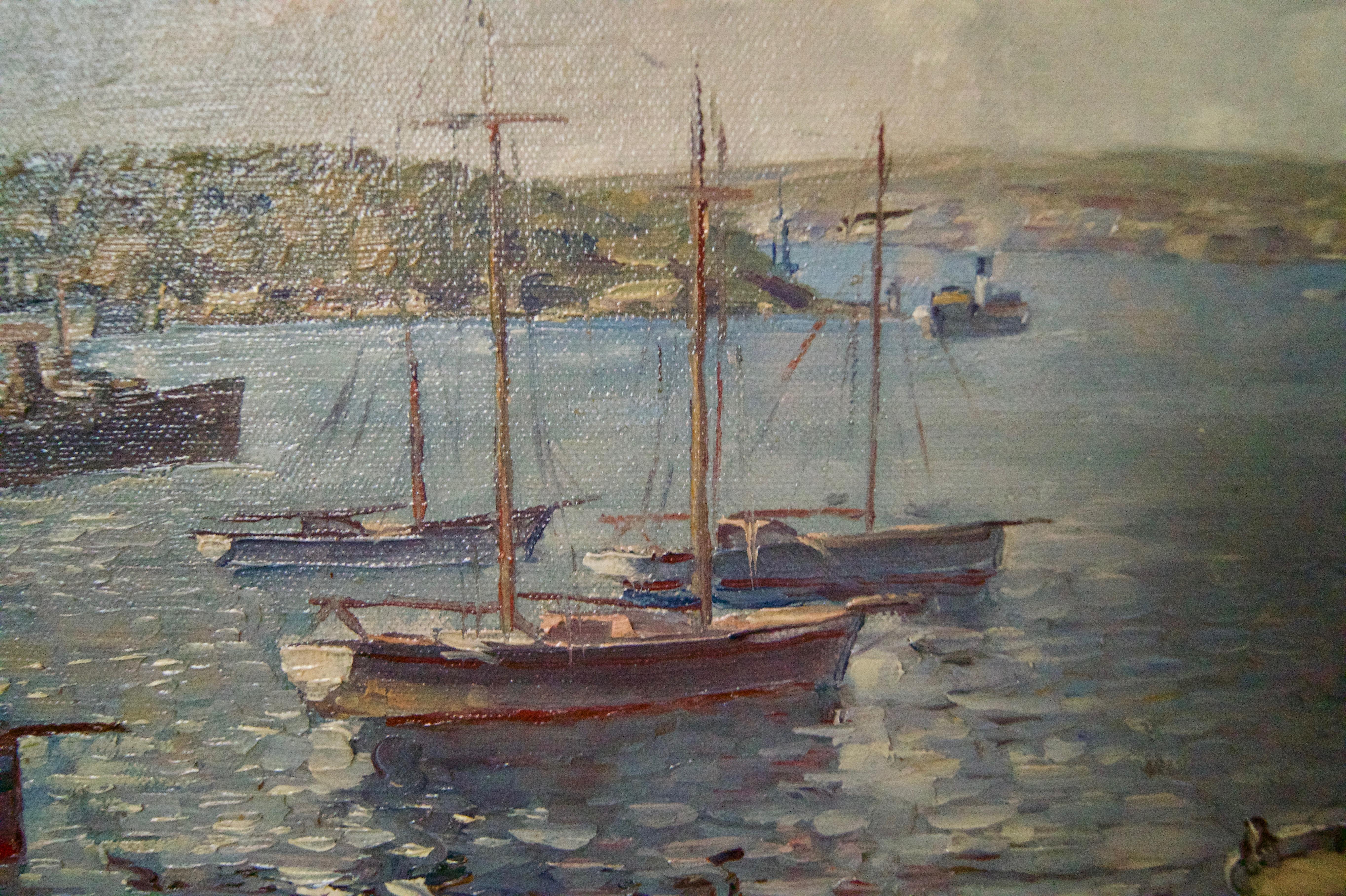Sydney Harbour - Before the Opera House Early 20th Century Oil by Alan Grieve 1