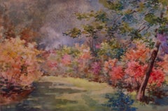Antique Floral Gardens - Early 20th Century Watercolor Landscape by Annie L Pressland