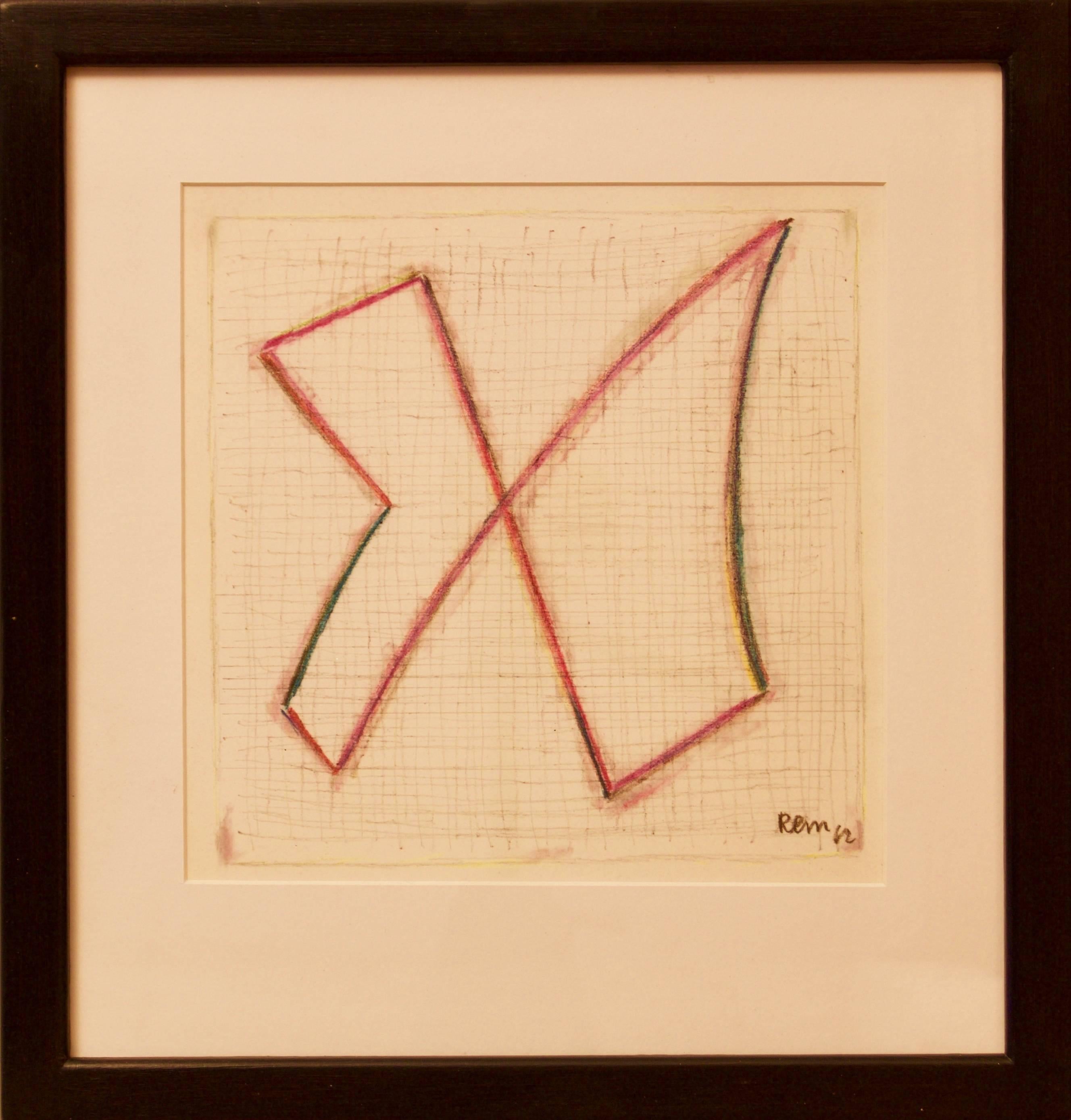 Abstrakte Mixed-Media-Zeichnung von Rem Raymond Coninckx aus der Mitte des Jahrhunderts – Belgien im Angebot 2