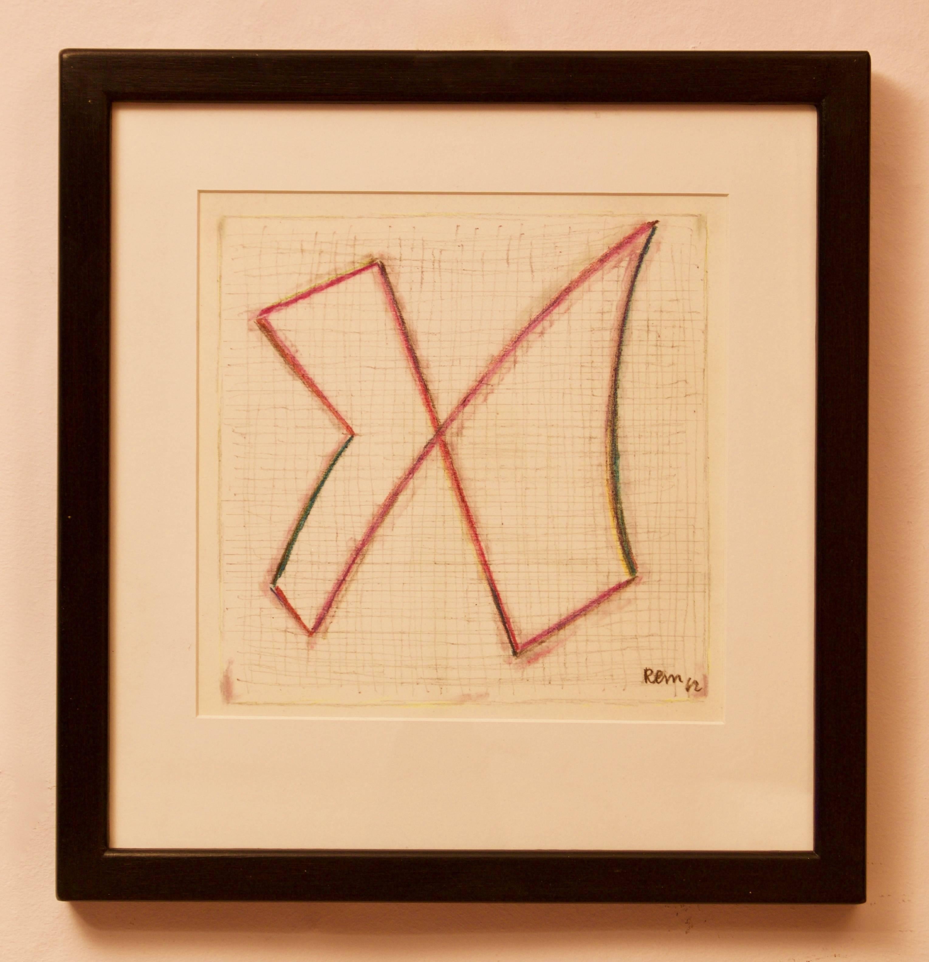 Abstrakte Mixed-Media-Zeichnung von Rem Raymond Coninckx aus der Mitte des Jahrhunderts – Belgien im Angebot 3