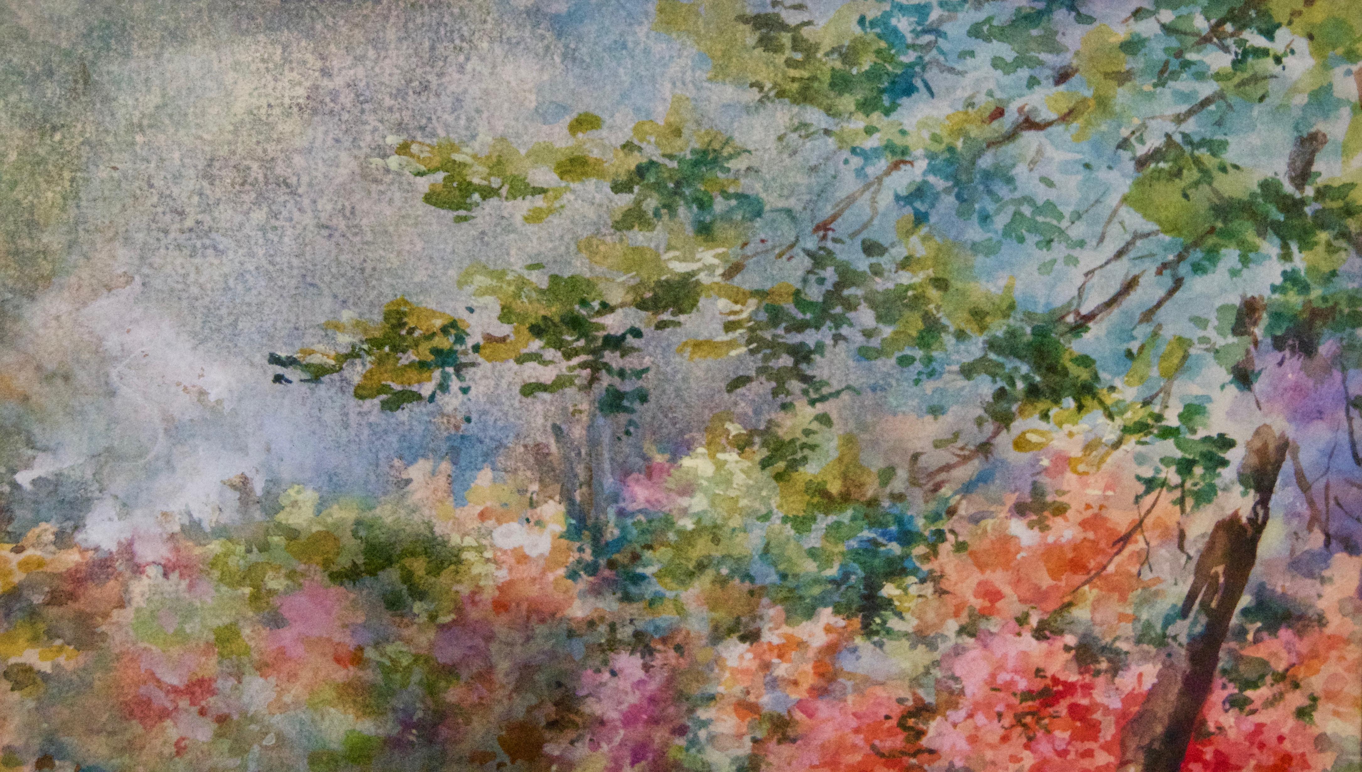 Blumengärten – Aquarelllandschaft des frühen 20. Jahrhunderts von Annie L Pressland im Angebot 3
