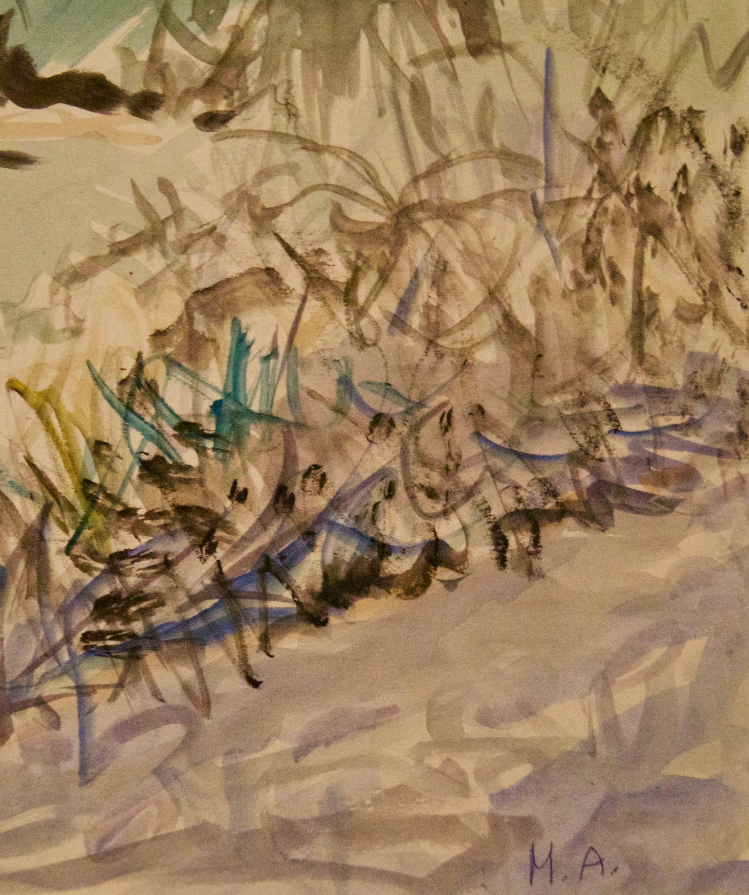 Village in Cornwall - Late 20th Century Watercolour Countryside by Muriel Archer For Sale 3