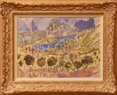 Landscape of Provence in France - Late 20th Century Watercolour by Muriel Archer