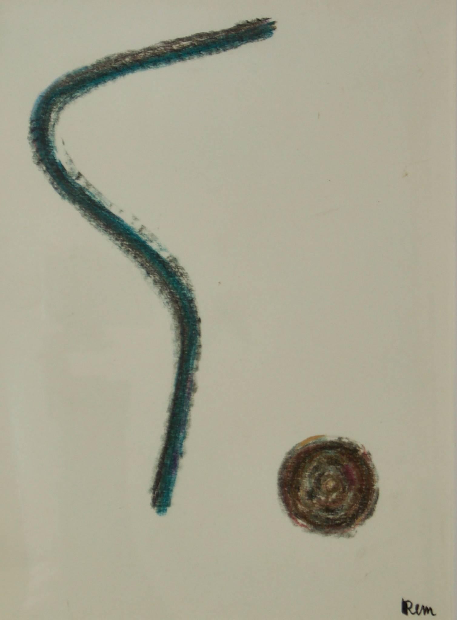 Abstrakte Mixed-Media-Zeichnung von Rem Raymond Coninckx aus der Mitte des Jahrhunderts – Belgien
