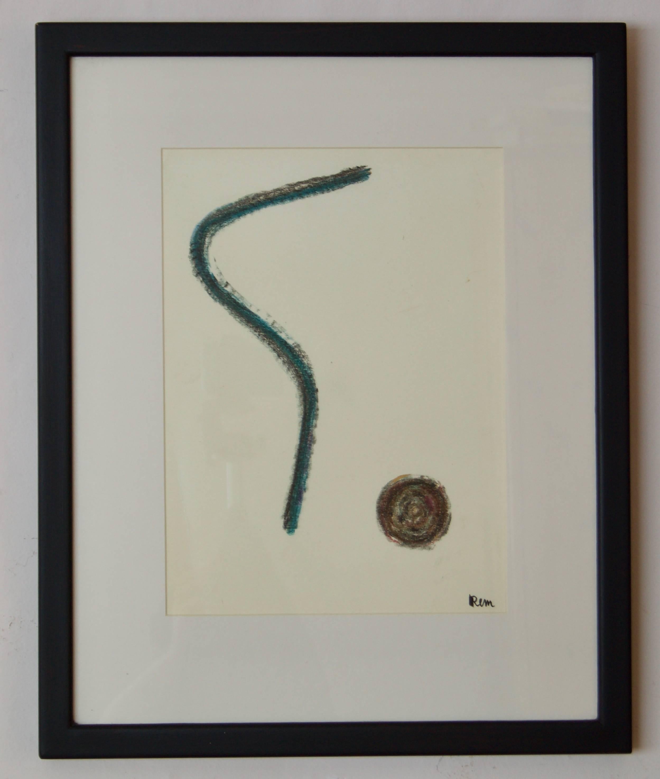 Mid Century Abstract Mixed Media Drawing by Rem Raymond Coninckx - Belgium For Sale 1