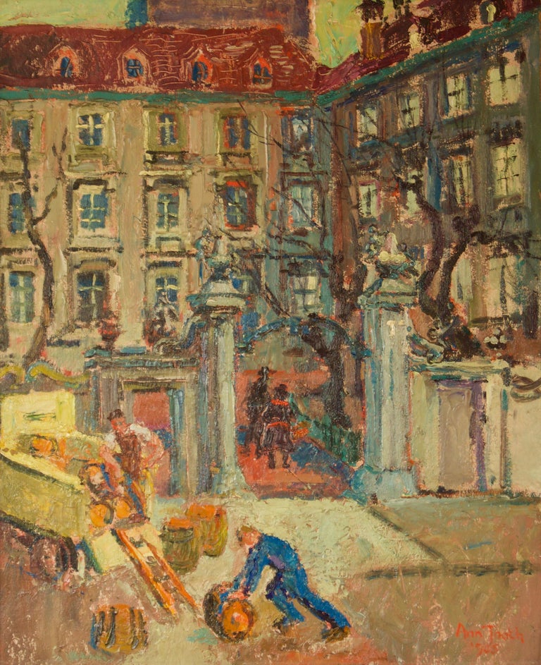 Left Bank Paris - Early 20th Century Impressionist Oil Painting by Ann Tooth 1