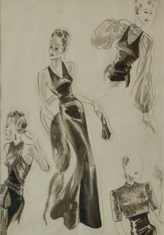 Original Fashion Drawings Fashion Plate - Pre War Early-Mid 20th Century Sketch