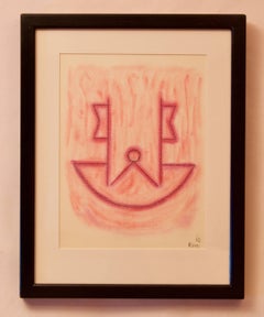 Abstrakte abstrakte Mixed Media-Zeichnung – Mitte des 20. Jahrhunderts von Rem Raymond Coninckx Belgien