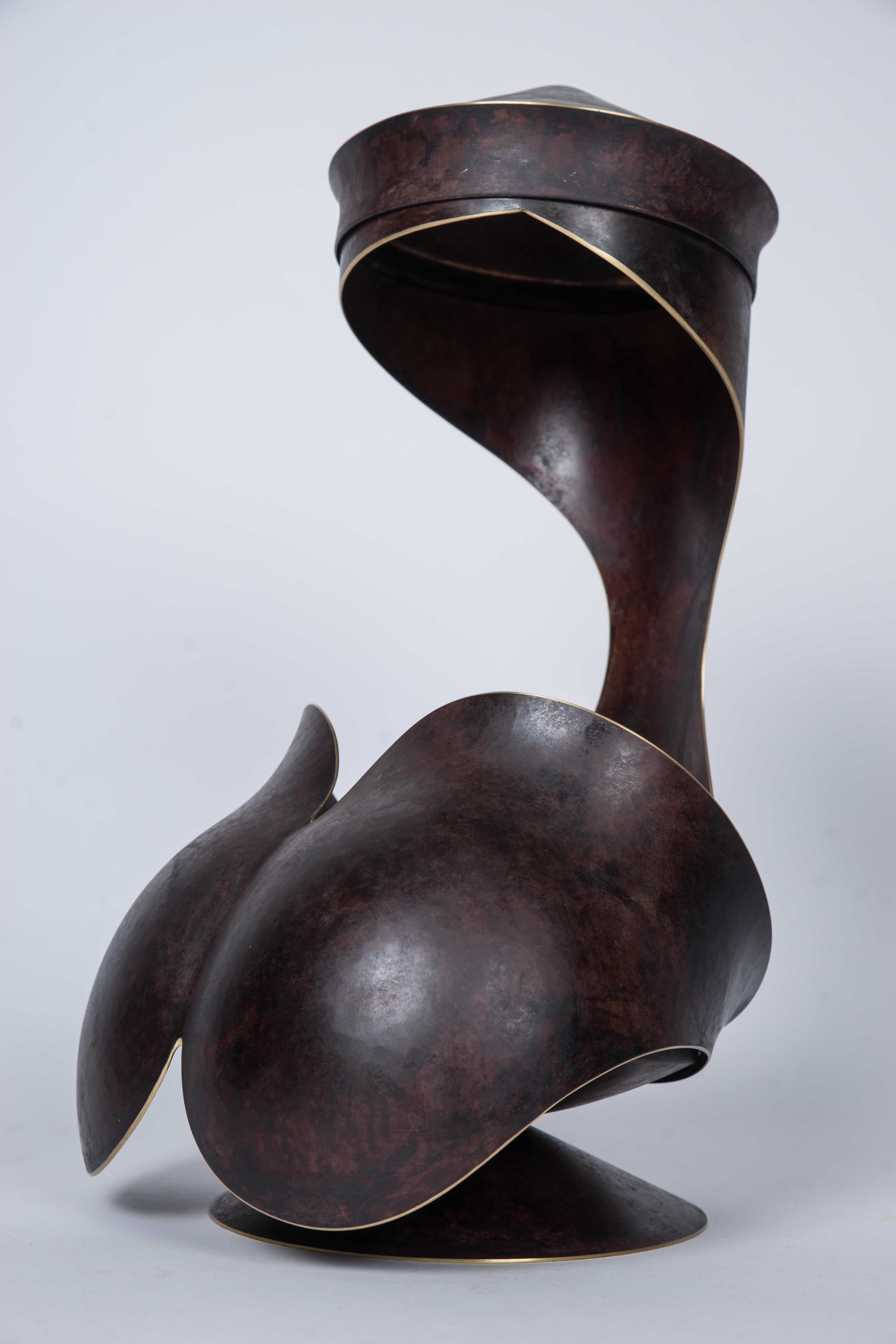 Elie Hirsch Abstract Sculpture - "Ariane" Brass Sculpture