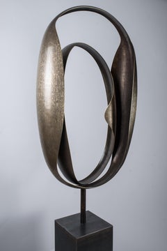 Monumentale abstrakte Messing-Skulptur „Couple“