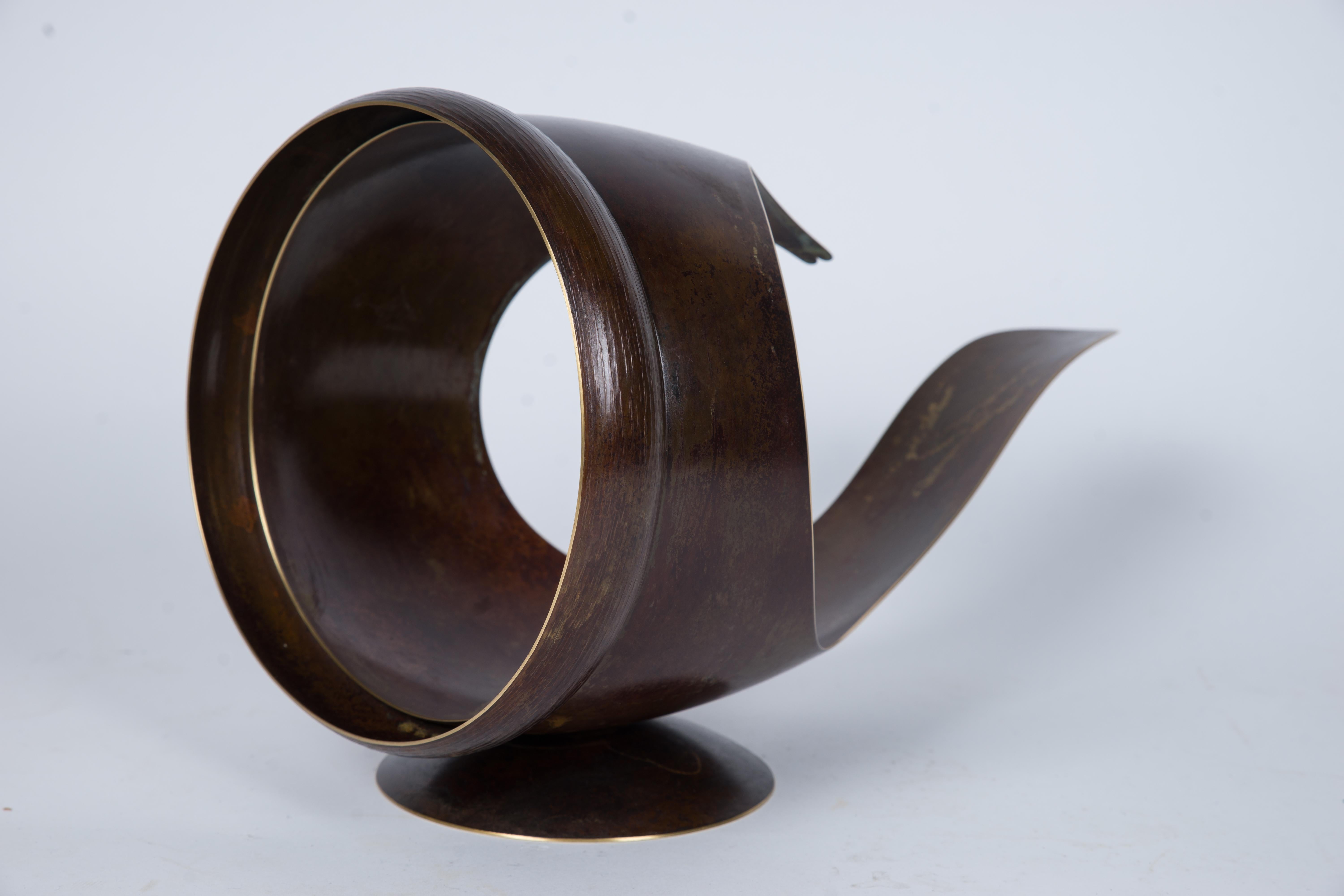 Elie Hirsch Abstract Sculpture - "Tell It" Brass Sculpture
