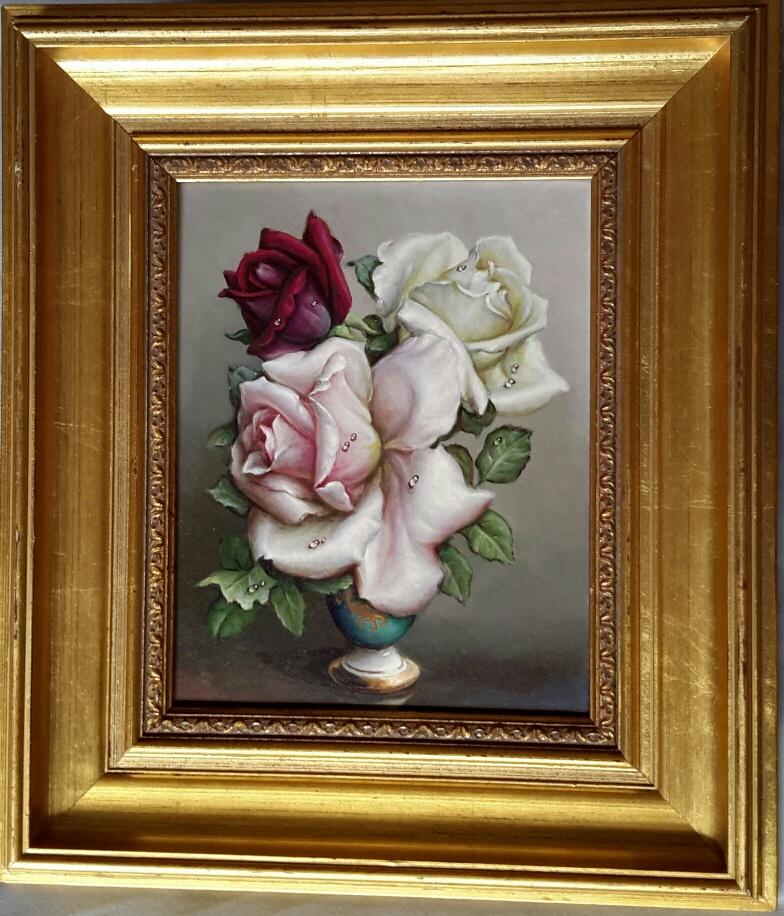 Irene Klestova Still-Life Painting – Russische Rosen