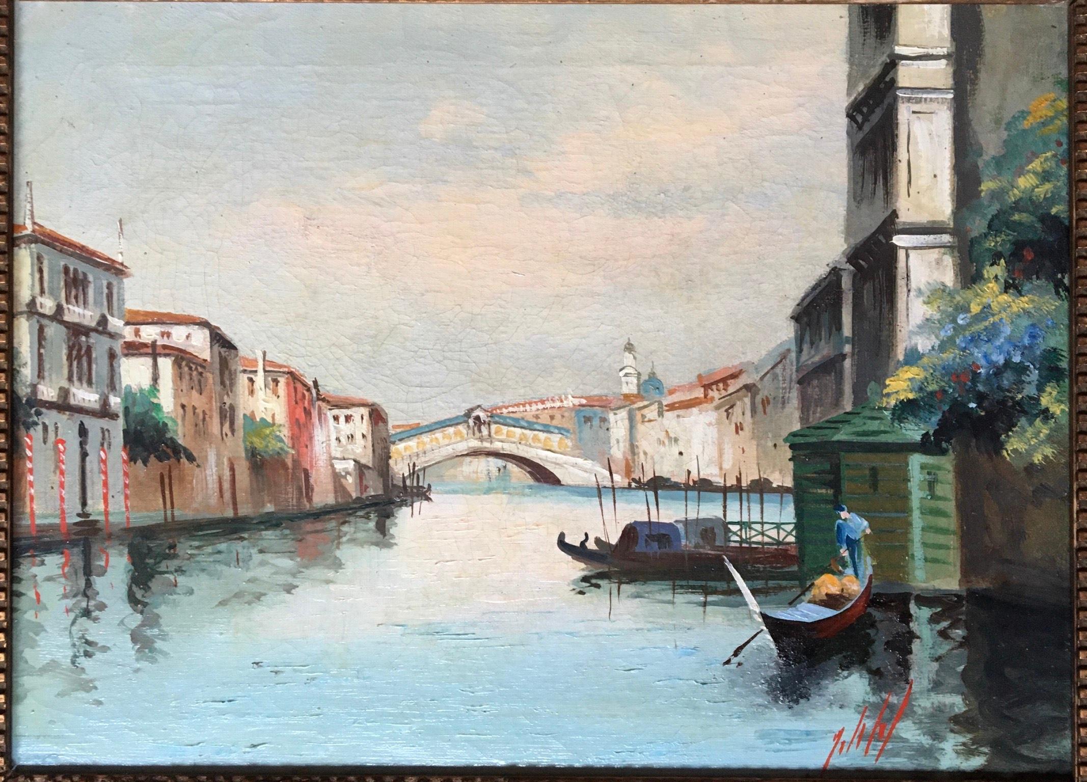 Bridge de Rialto, Venise par Dellal, 1950 en vente 8