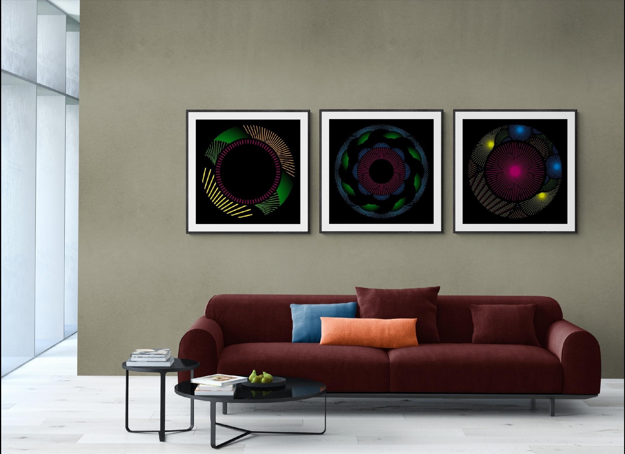 The Nebulosa collection of 35 colorful art works is a limited edition of 50 high quality fine art giclee prints. These digital illustrations are inspired by original fine art Thread Portals.
Each print comes with its signed and numbered Certificate