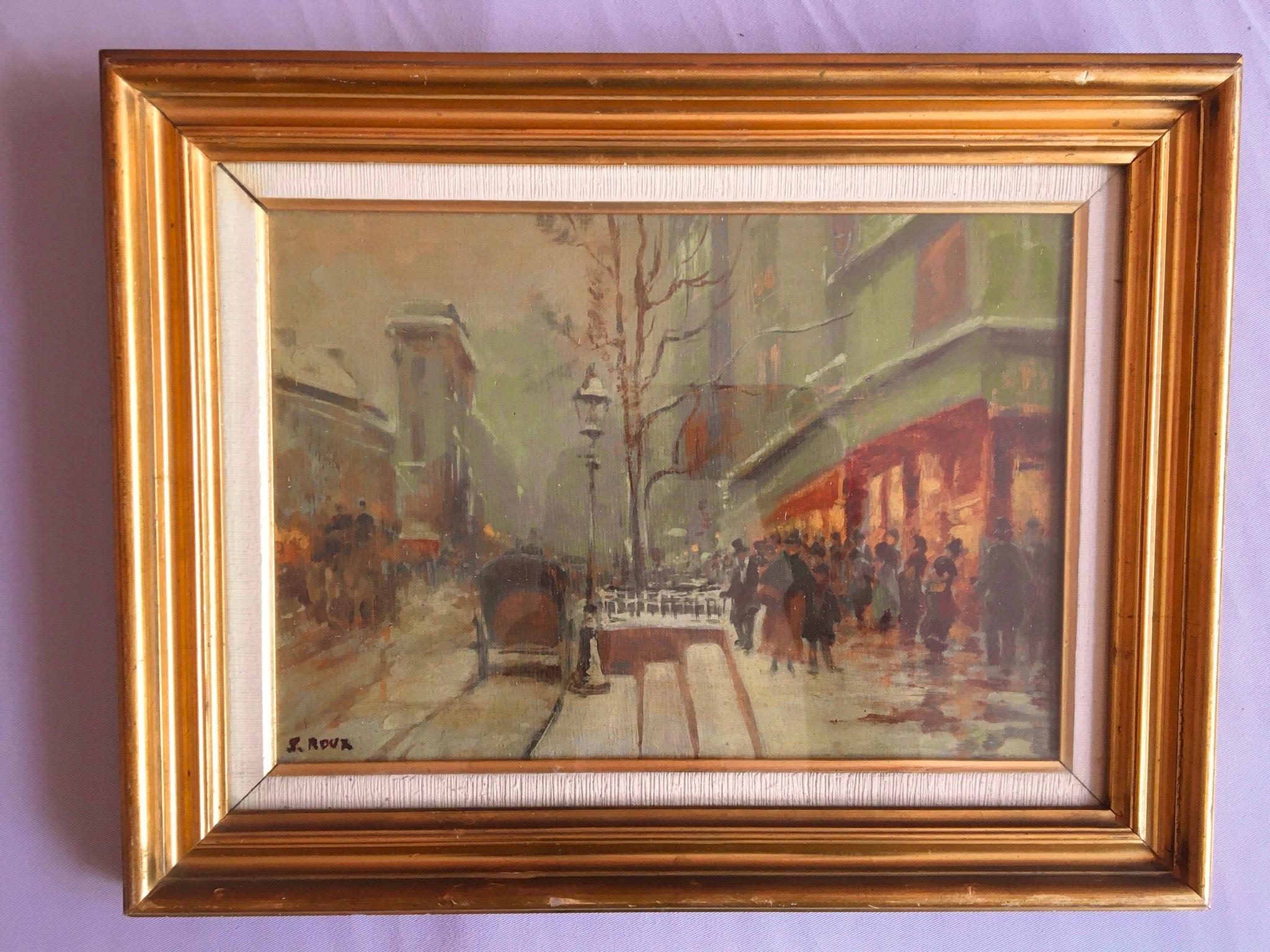 Very beautiful oil on wood panel from the 1950's representing an autumnal view with the Parisian animation of the grand boulevards at the level of the Porte Saint Denis at the time of the Belle Époque at the beginning of the 20th century.
The