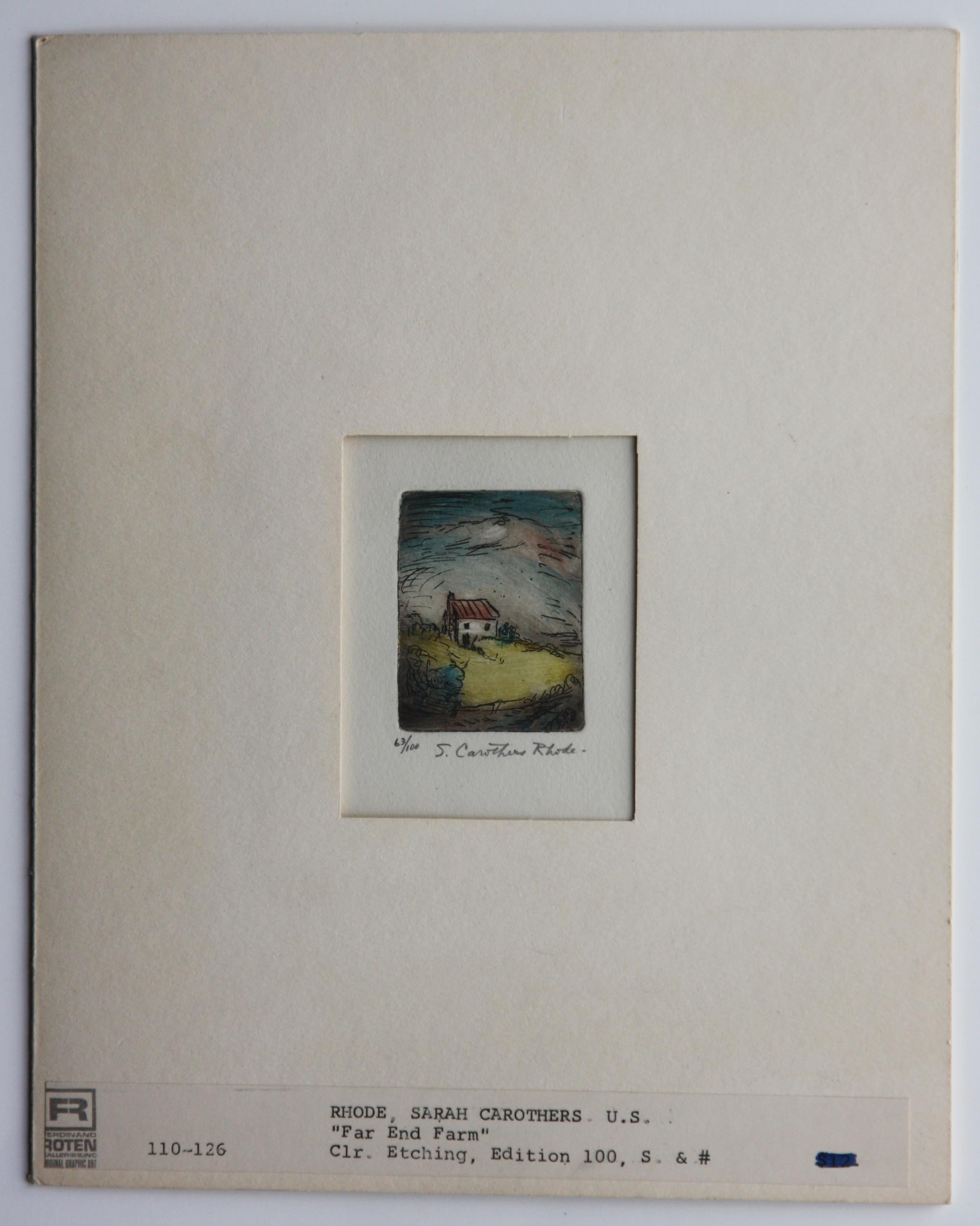 Collection of 3 colored etchings by Sarah Carothers Rhode Signed and Numbered For Sale 4