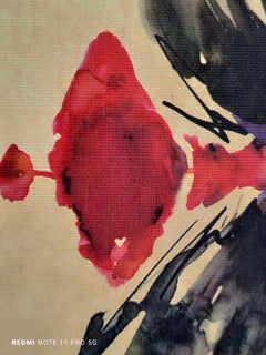 EXPLOSION OF FLOWERS - Watercolor on paper signed Gibor, Italy 1970