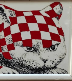 THE CAT - Fornasetti glazed tile Milan , Italy 1980s