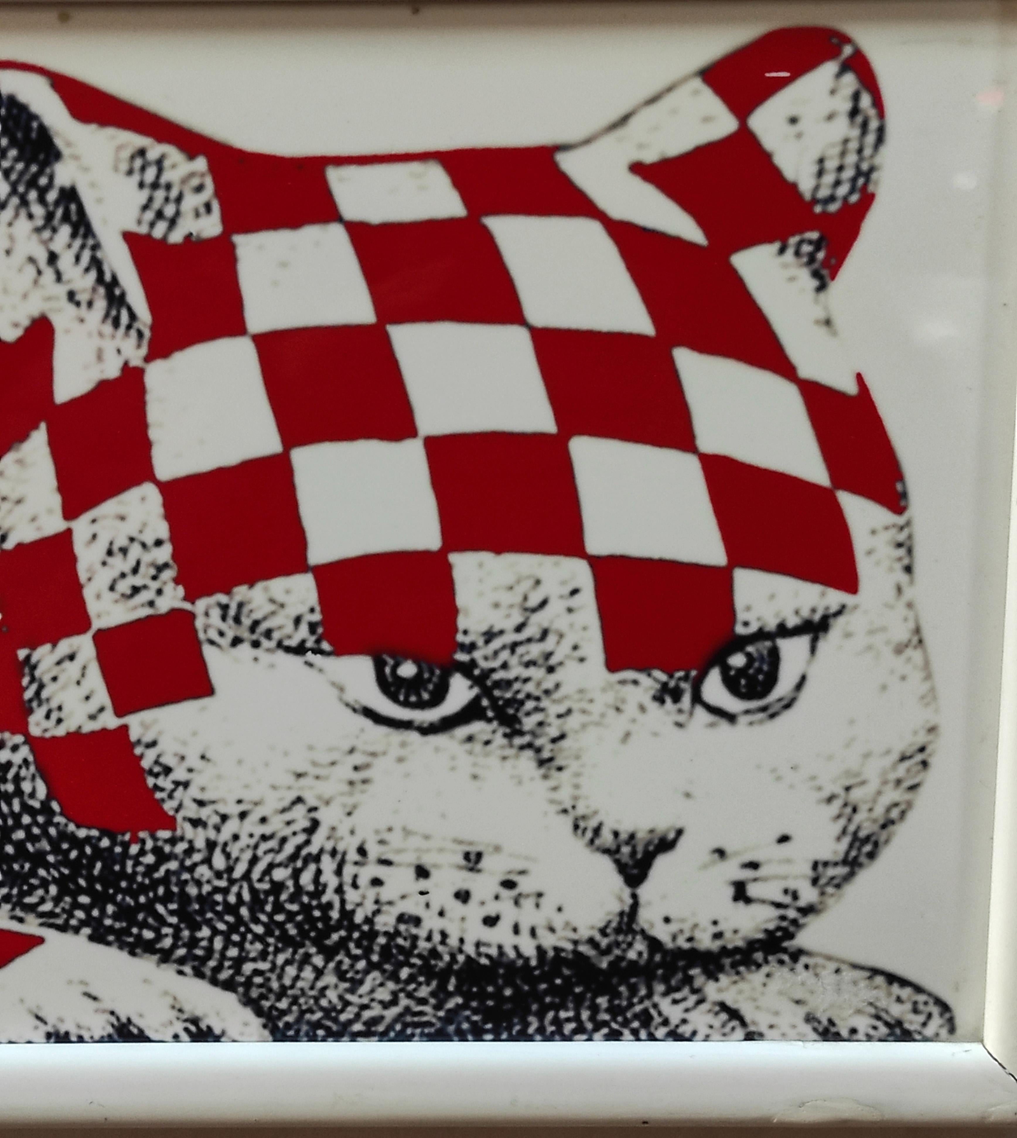 THE CAT - Fornasetti glazed tile Milan , Italy 1980s 2