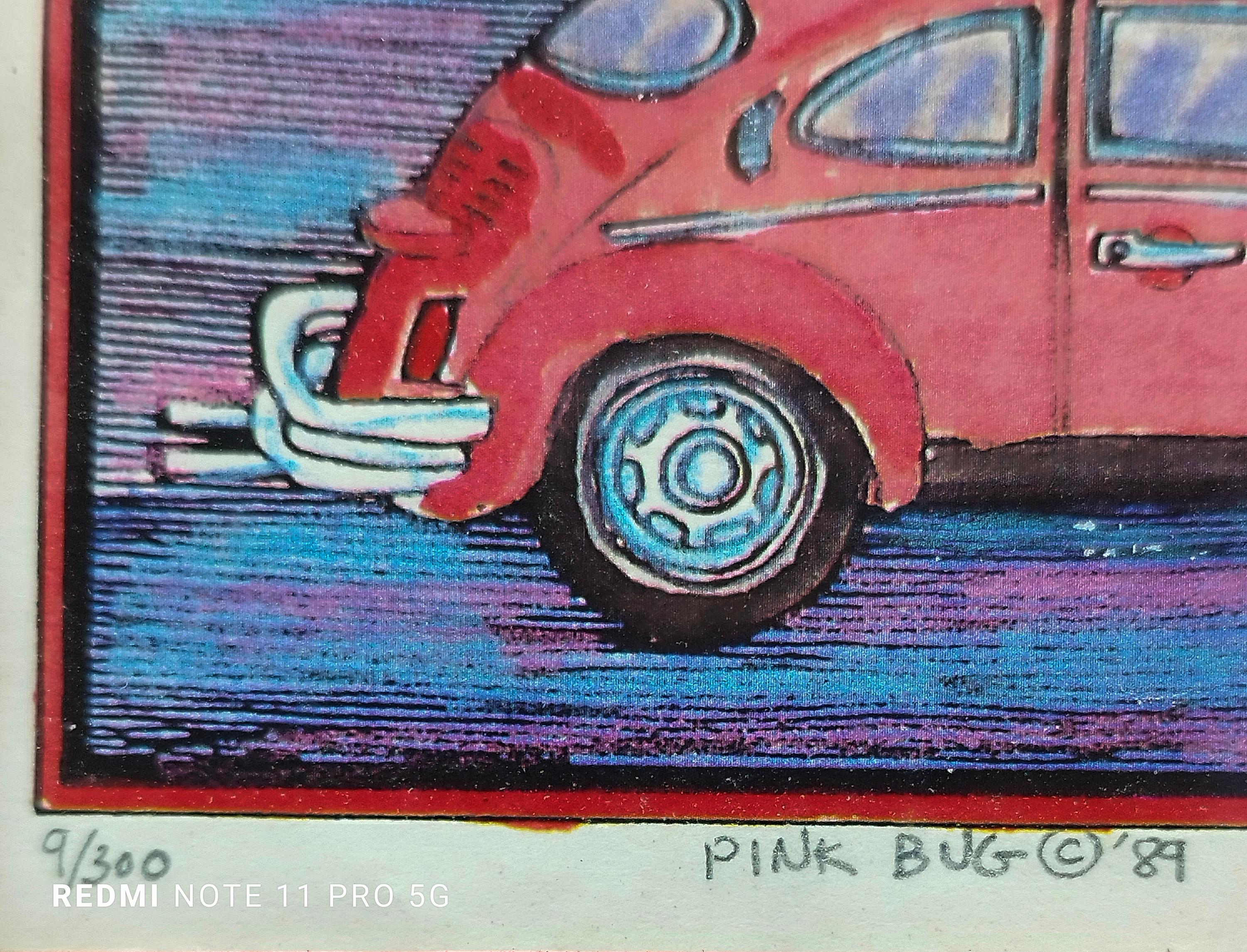 PINK BUG - Ink drawing by Robert Clarence, 1989 For Sale 1