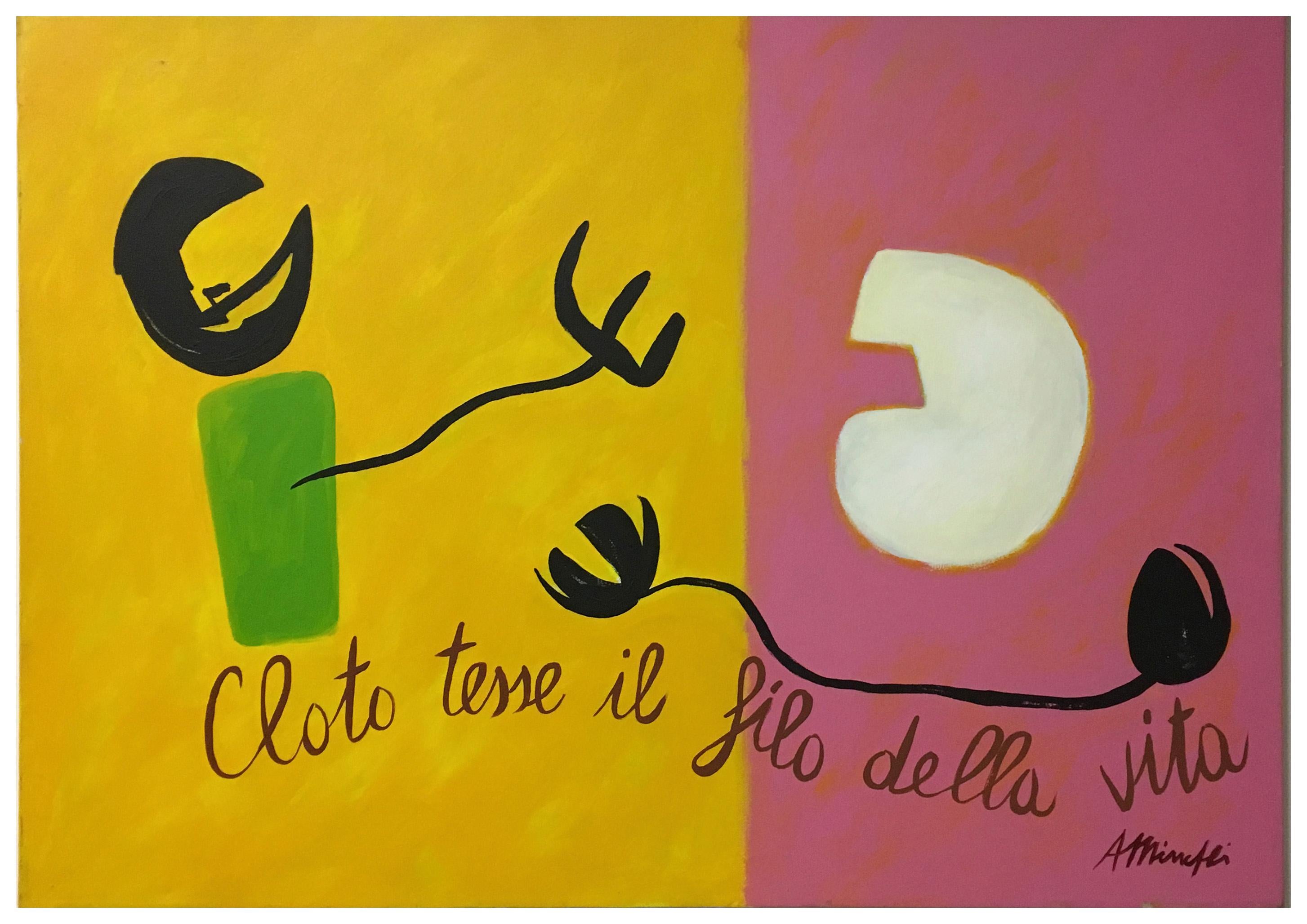 CLOTO TESSE IL FILO DELLA VITA -  Óleo sobre lienzo cm.70x100, Antonio Minopoli Italia 2009
Marco disponible a petición en nuestro taller.