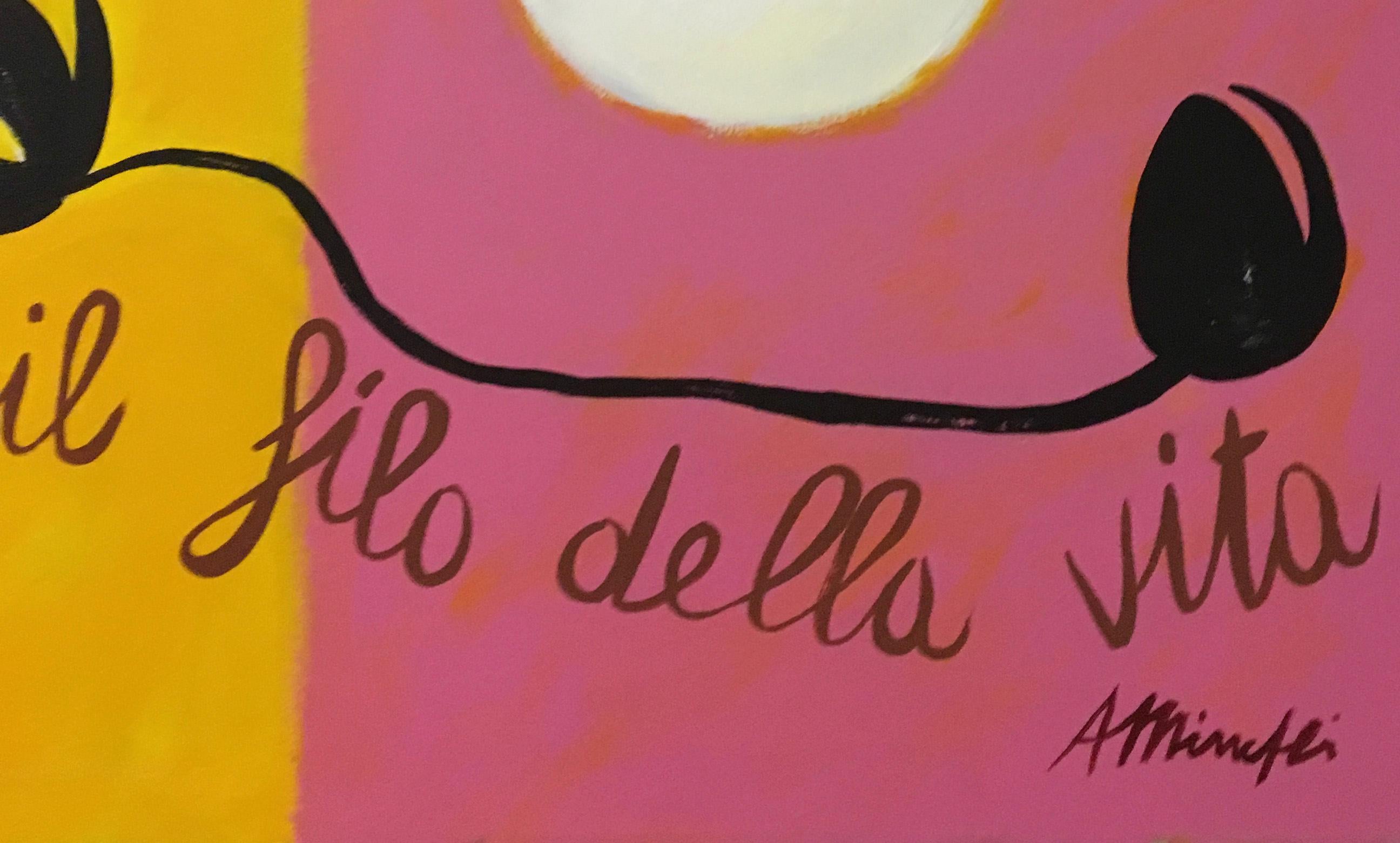 CLOTO TESSE IL FILO DELLA VITA - Oil on canvas painting, Antonio Minopoli For Sale 1