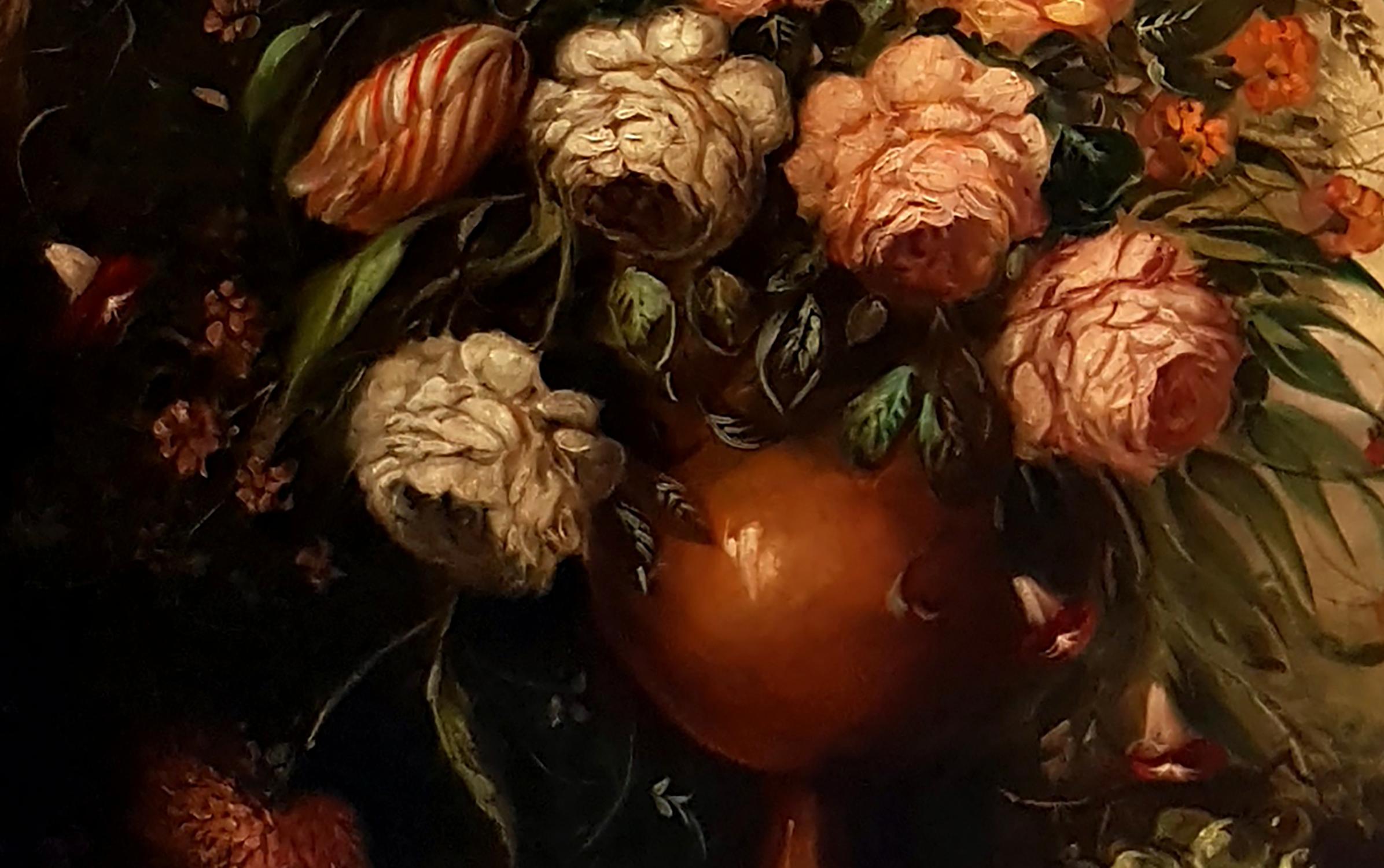 Flowers - Lorenzo Renzi Oil on Canvas Italian Still Life Painting 1
