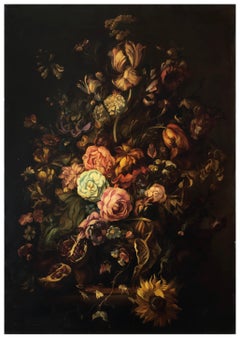 FLOWERS - Italian still life oil on canvas  painting, Roberto Suraci