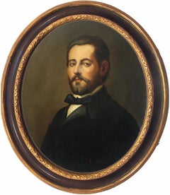 Portrait of a Gentlemen - E. De Blasi Portrait Italian Oil on Canvas Painting