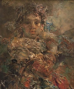 FEMALE PORTRAIT - Giacomo Moretti - Italian Oil on Canvas Painting