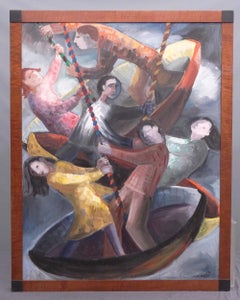 Hellen Stern (20th Century) Oil Painting of Children Playing