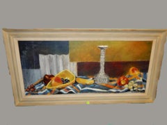 Vintage Mid Century Modern Oil Painting Still Life-Fruit, Signed LL Ruth M. Houtz