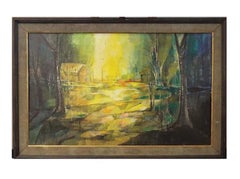 Oil on Board of Landscape "Sun Woods" - Signed Mary Crutchfield
