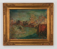 John Joseph Capolino Signed Oil on Canvas Harbor Scene